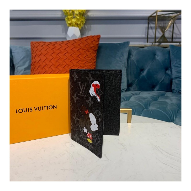 Louis Vuitton Monogram Eclipse Minnie Print Passport Cover M64501